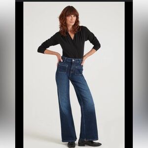 WE THE FREE/FREE PEOPLE WIDE LEG HIGH WAISTED PATCH POCKET SAILOR BAGGY JEANS